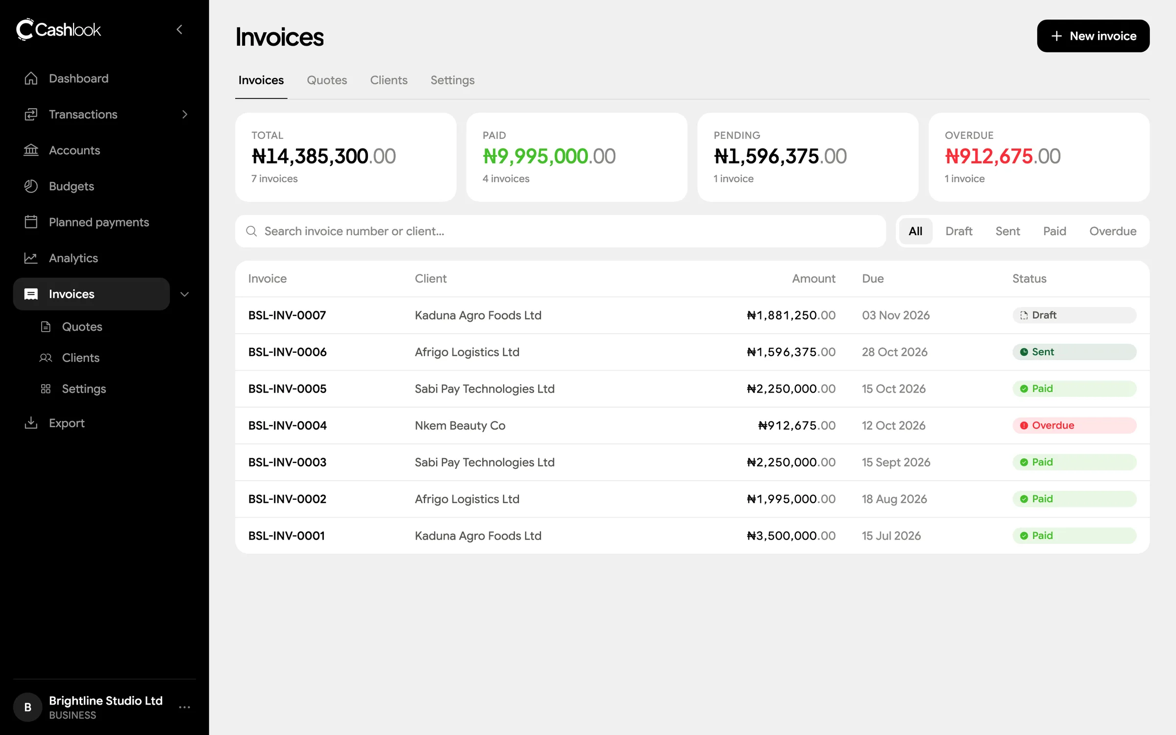 Cashlook: Invoices and quotes