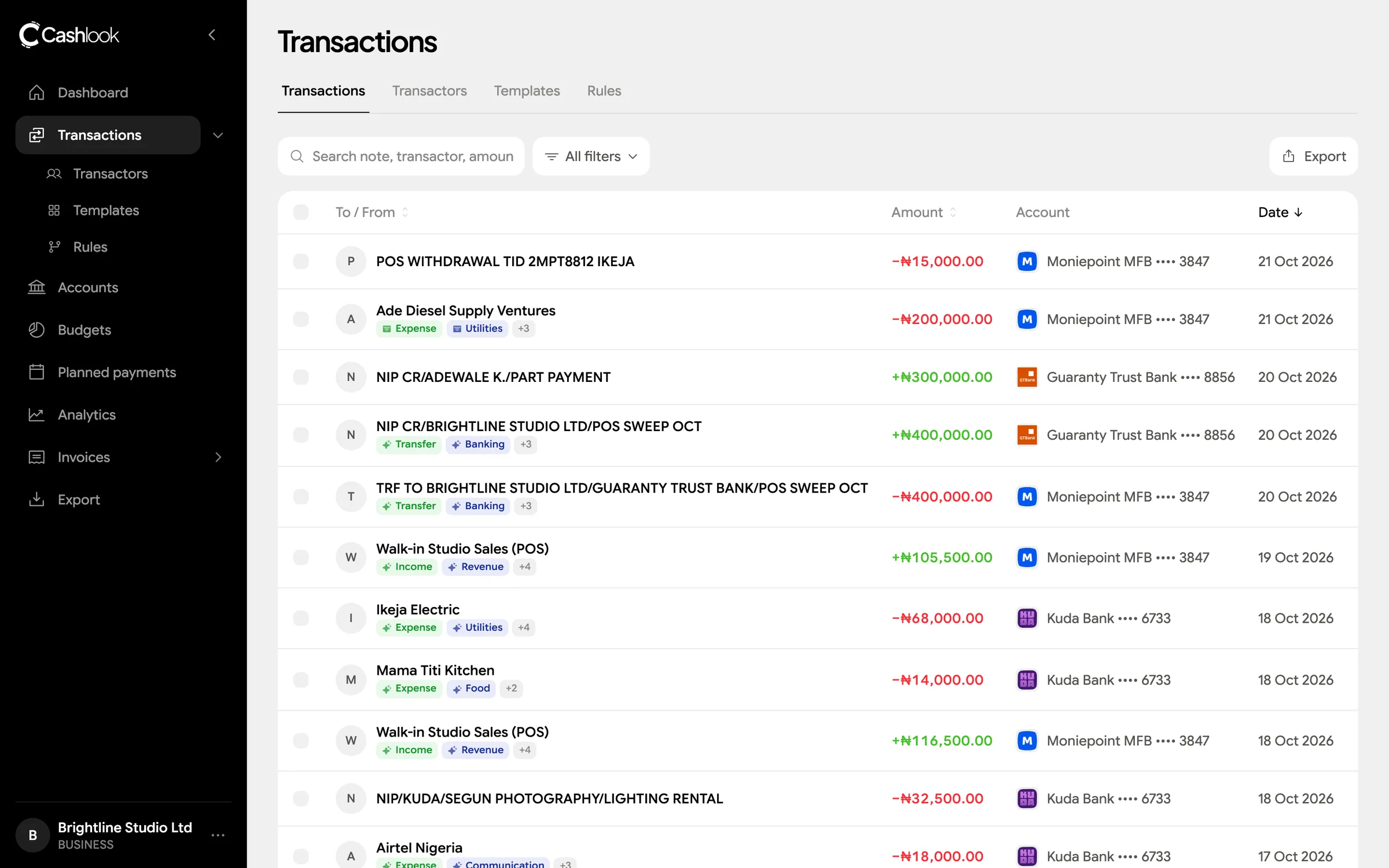 Cashlook: Every transaction, sorted