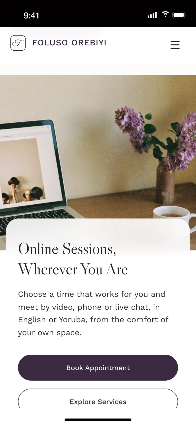 Foluso Orebiyi: Online sessions