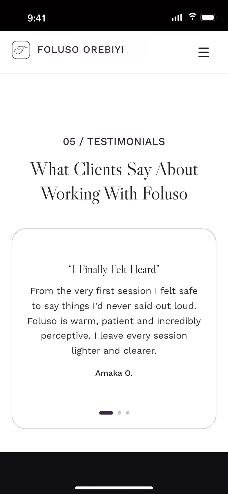 Foluso Orebiyi: Client words